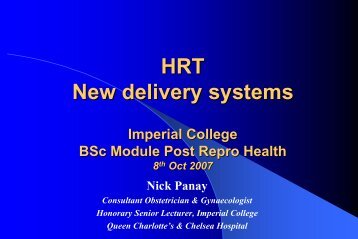 Role of Mirena in HRT - Nick Panay