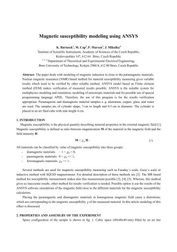 Magnetic susceptibility modeling using ANSYS - UTEE