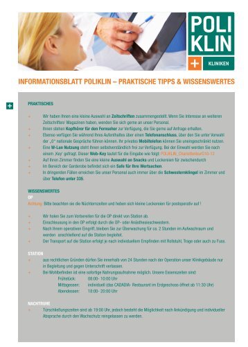 InformatIonsblatt PolIKlIn – PraKtIsche tIPPs & WIssensWertes