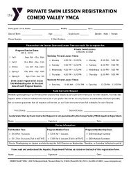 Private Swim Lesson Schedule / Registration Form