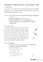 General Physics I Midterm Exam Date :13:30, November 27th, 2009