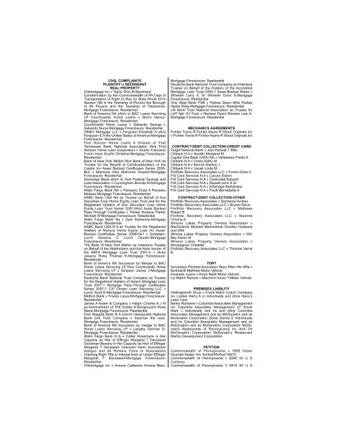 CIVIL COMPLAINTS PLAINTIFF v DEFENDANT REAL PROPERTY ...