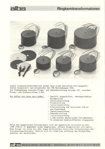 Ringkerntrafos - albs-Alltronic Balthasar Schmidt