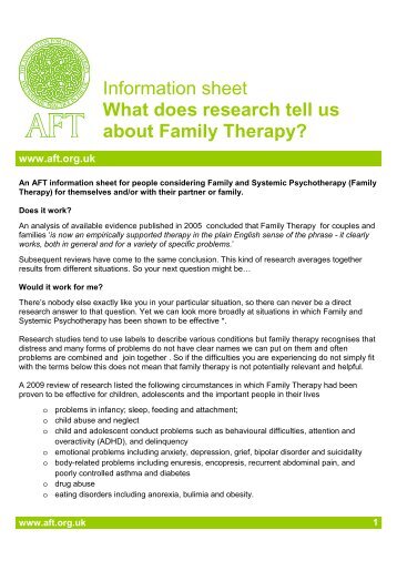 What does research tell us about Family Therapy? - AFT