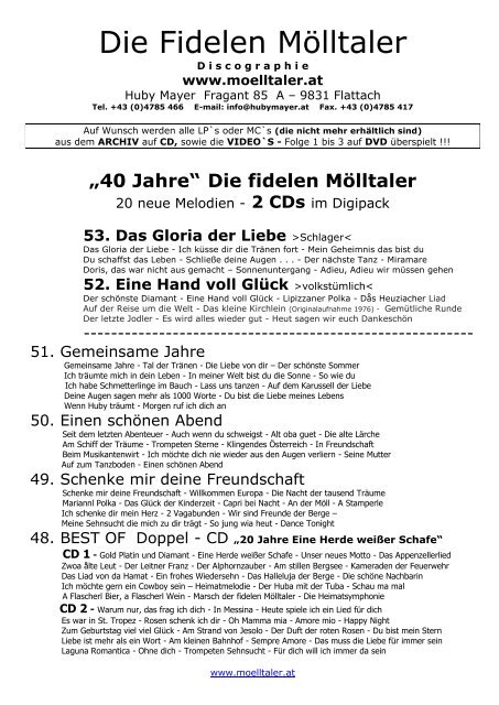 2 Cds Die Fidelen Molltaler