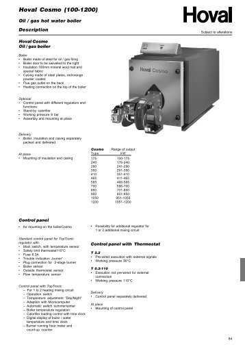 Catalogo caldaie HOVAL - Certificazione energetica edifici