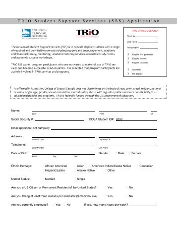 TRIO Student Support Services (SSS) Application - The College of ...