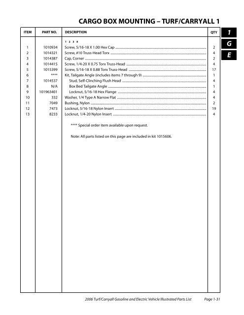 2006 Carryall / Turf (Gas & Electric) - Bennett Golf Cars