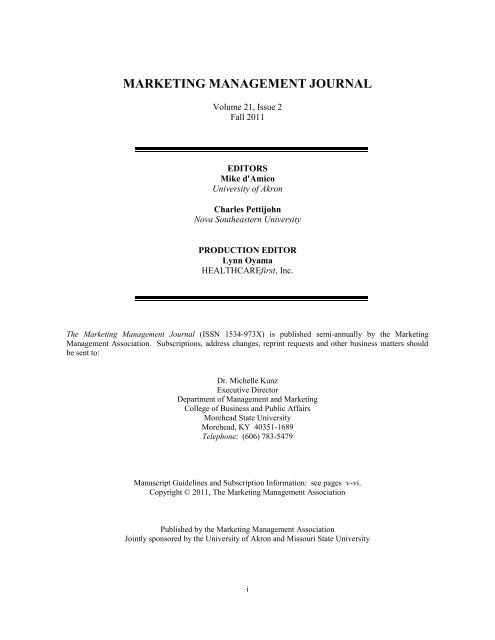 marketing management journal - Marketing Management Association