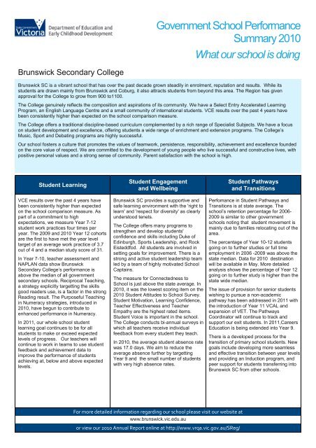 BSC 2010 Annual Report.pdf - Brunswick Secondary College