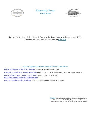 University Press - Universitatea de Medicina si Farmacie