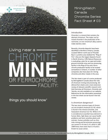 Living Near A CHROMITE MINE - MiningWatch Canada