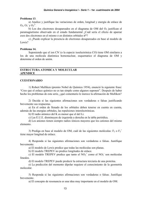 SERIE 1 QUIMICA GENERAL E INORGANICA I PROBLEMAS 1Âº ...