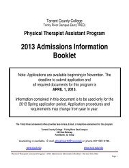 Physical Therapist Assistant Program - Tarrant County College