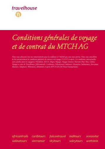 Conditions générales de voyage et de contrat du MTCH AG