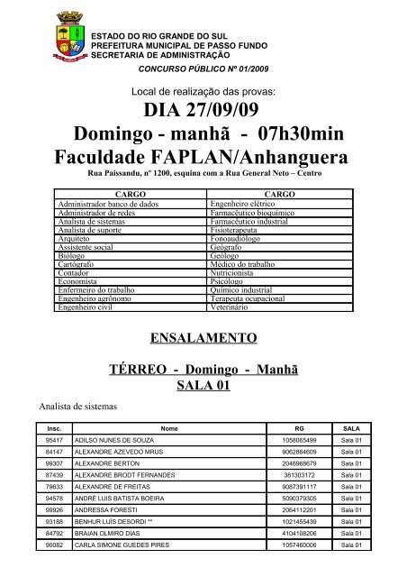 07h30min Faculdade FAPLAN/Anhanguera - Prefeitura Municipal ...