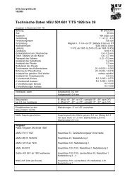 Technische Daten NSU 501/601 T/TS 1926 bis 39