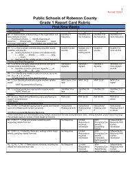 Public Schools of Robeson County Grade 1 Report Card Rubric