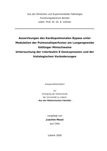 Auswirkungen des Kardiopulmonalen Bypass unter Modulation der ...