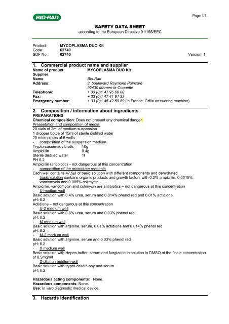 Mycoplasma Duo Kit Pdf Bio Rad