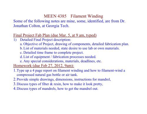 Filament Winding Notes