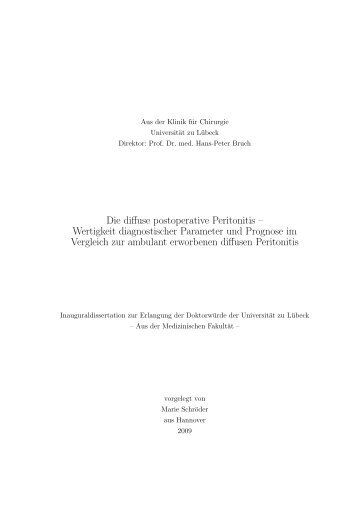 Die diffuse postoperative Peritonitis - Universität zu Lübeck