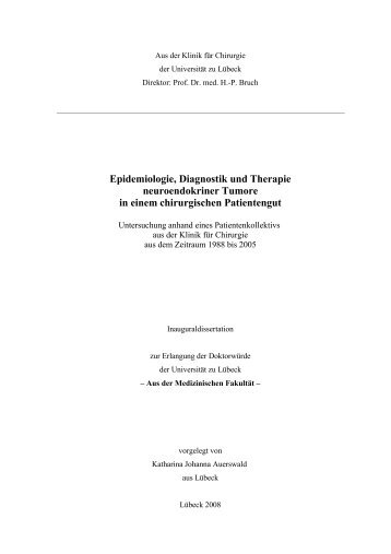 Epidemiologie, Diagnostik und Therapie neuroendokriner Tumore in ...