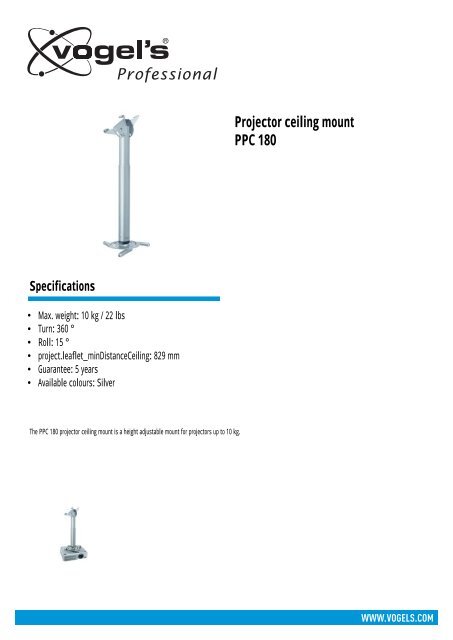 Ppc Ceiling PPC 180 Projector ceiling mount - Vogels