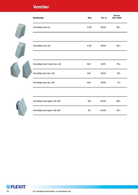 Flexit ventilationsortiment