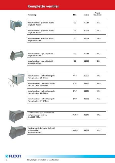 Flexit ventilationsortiment