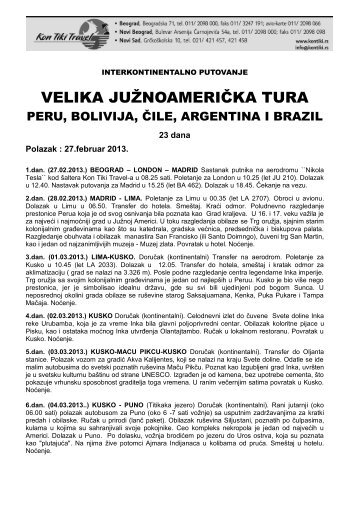 VELIKA JUŽNOAMERIČKA TURA - Kontiki
