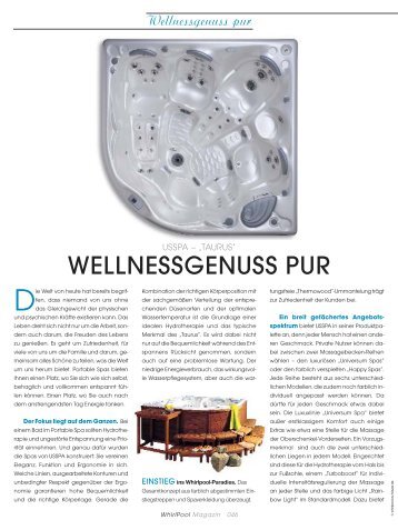 Whirlpool Magazin 01/2009 - USSPA - Whirlpool-zu-Hause.de