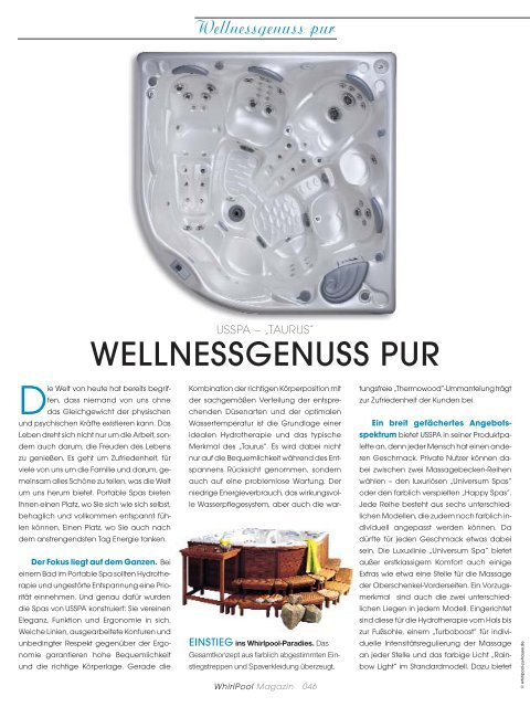 Whirlpool Magazin 01/2009 - USSPA - Whirlpool-zu-Hause.de