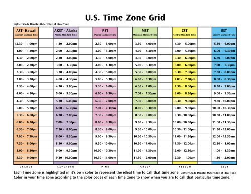 U.S. Time Zone Grid - Trends2000