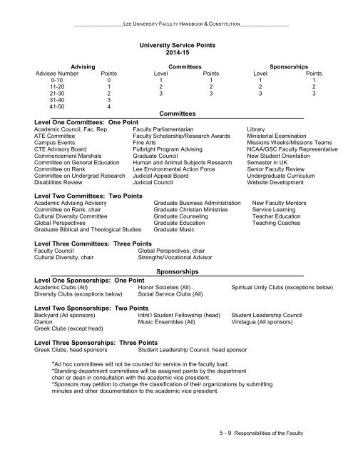 Faculty Handbook & Constitution - Lee University