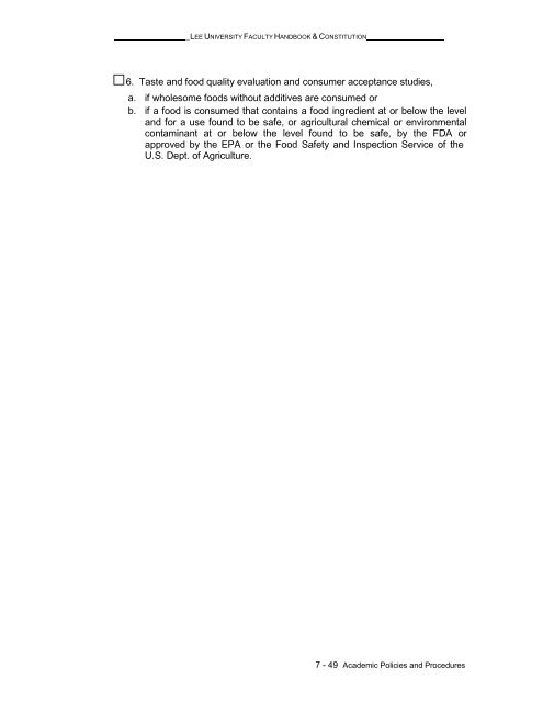 Faculty Handbook & Constitution - Lee University
