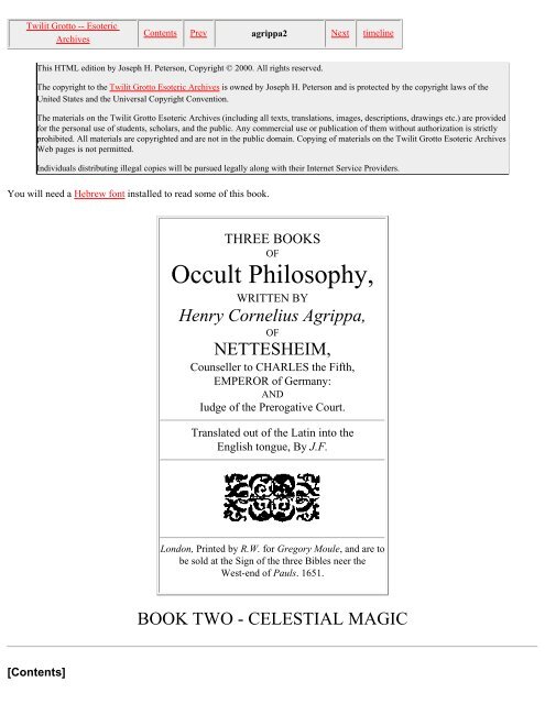 Of Occult Philosophy