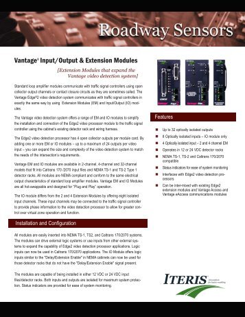 ITERIS Vantage Input, Output & Extension Modules - Temple, Inc.