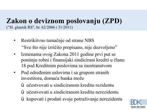 Srpski devizni propisi i medjunarodni sindicirani krediti