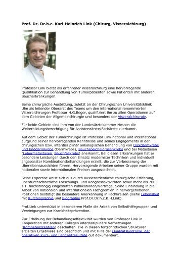 Prof. Dr. Dr.h.c. Karl-Heinrich Link (Chirurg, Viszeralchirurg) - SciVal