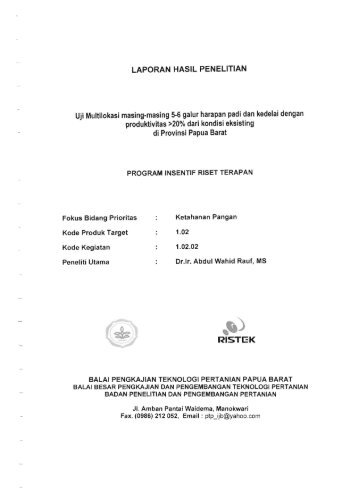 laporan hasil penelitian ristgk - KM Ristek - Kementerian Riset dan ...