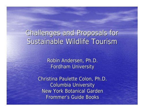 Challenges and Proposals for Sustainable Wildlife Tourism- Robin ...