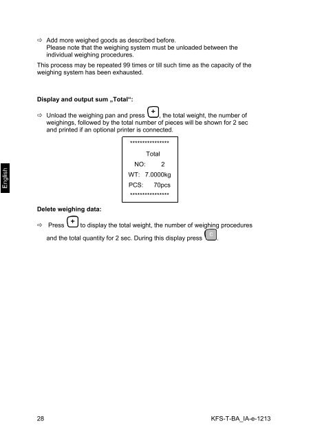 Operating and Installation Instructions Display device KERN KFS-T