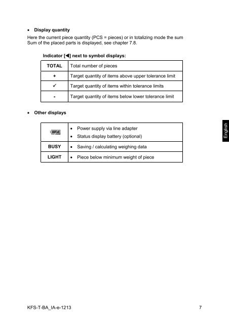 Operating and Installation Instructions Display device KERN KFS-T