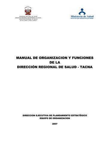 manual de organizacion y funciones de la direcciÃ³n regional de salud
