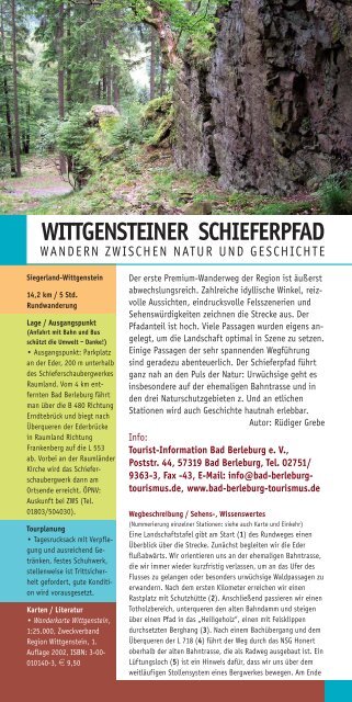 Wittgensteiner Schieferpfad - Wandern zwischen ... - Bad Berleburg