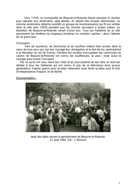 La Libération à Beaune-la-Rolande - Communauté de communes ...