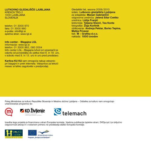 Playbill - Lutkovno gledaliÅ¡Äe Ljubljana