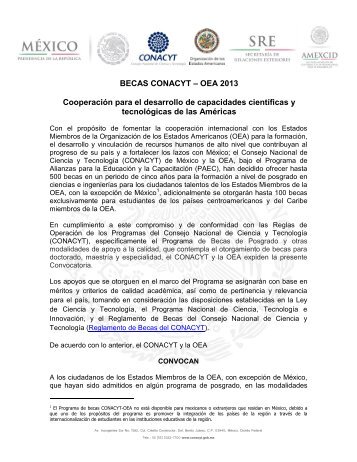 Convocatoria Becas CONACYT - OEA 2013