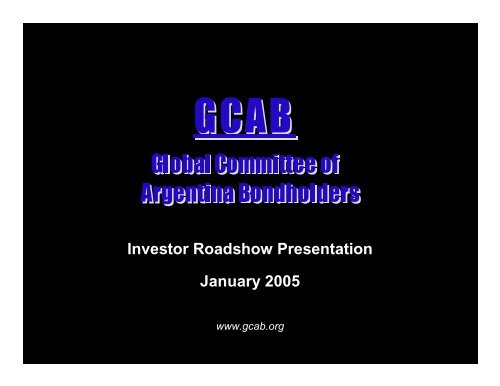 Investor Roadshow Presentation January 2005